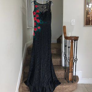 New Without Tags Mac Duggal Rose Applique Gown